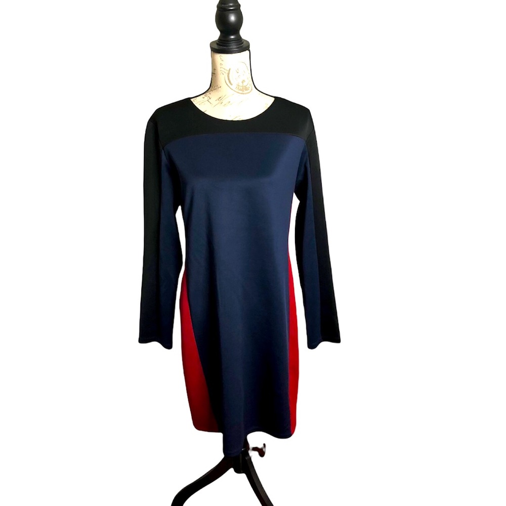 Cato Long Sleeve Blue Red Dress